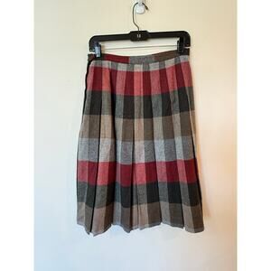 Century of Boston Vintage Pleated Midi Skirt Wool Plaid Multicolor Size 16